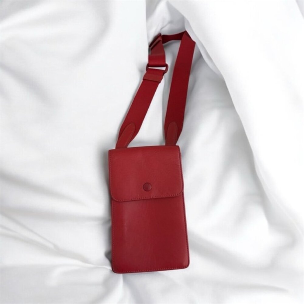 Coach Red Leather Crossbody Phone Pouch